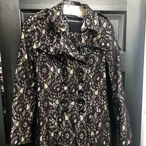 Women’s size medium lace embellished pea coat with pleated back